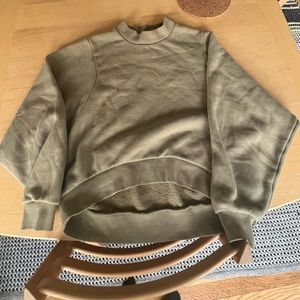 Green High Neck Cropped Sweatshirt